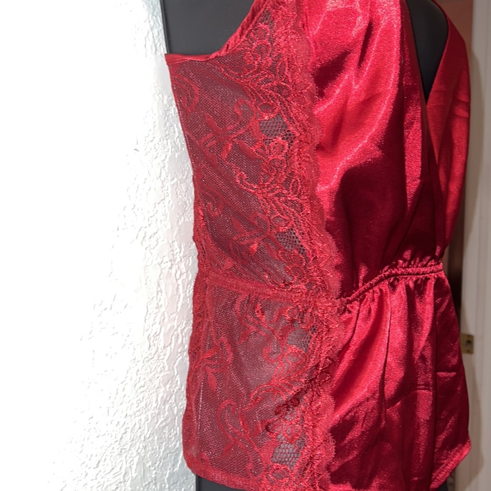 NWT Zaful Lace Insert Slip Criss Cross Bodysuit - Red Wine - Picture 9 of 11